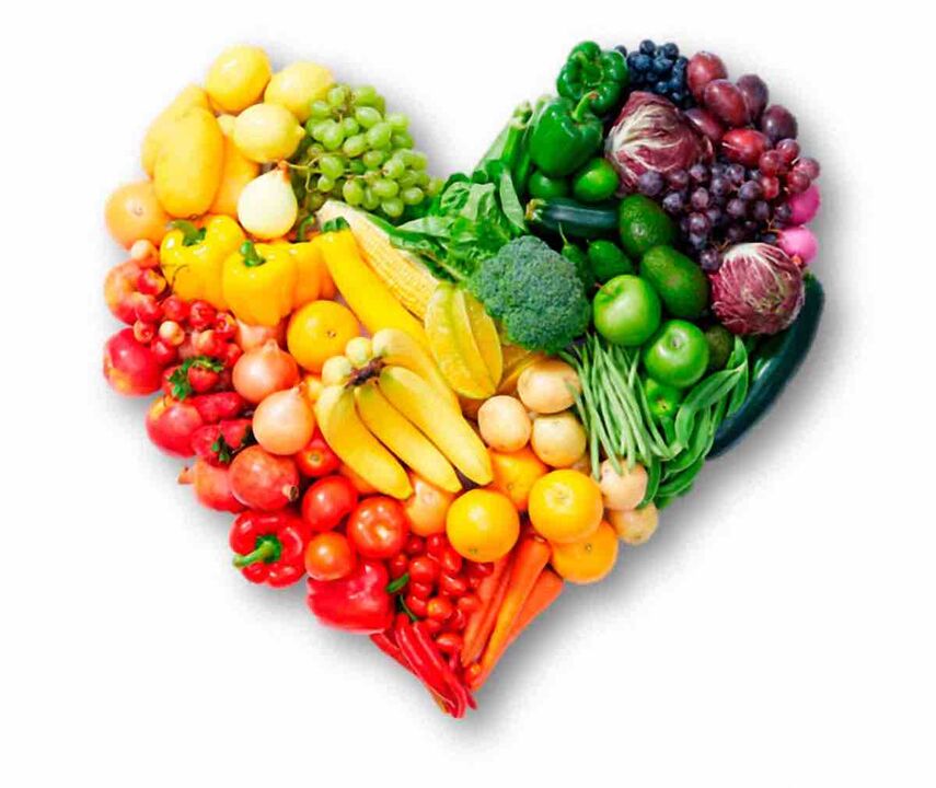 Una variedad de verduras y frutas para la dieta Favorita